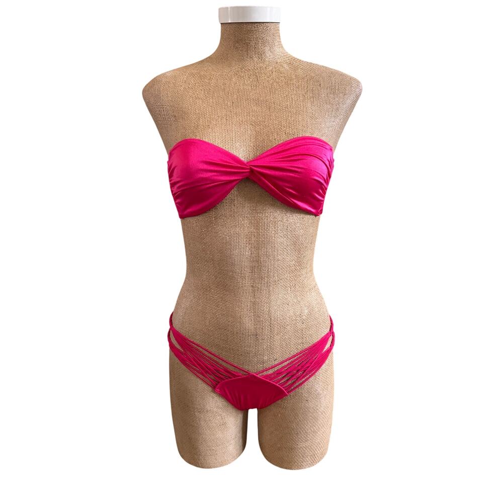 Victoria Secret Bandeau Top Bikini Bathing Swim Suit Strappy Bottom Small Y2K